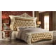Homey Design HD-8019 Victorian Rich Gold White Finish Carved Frame Tufted Headboard Bedroom Set 2 Pcs