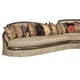 Luxury Walnut Wood Beige Fabric Curved Sectional Sofa Benetti's Ferrara LEFT