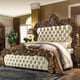 Antique Gold & Perfect Brown CAL King Bedroom Set 5Pcs Traditional Homey Design HD-8011