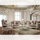 Plantation Cove White & Metallic Bright Gold Sofa Set 4Pcs Traditional Homey Design HD-90