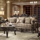 Brown Cherry Sofa Set 3Pcs Carved Wood Traditional Homey Design HD-2658 