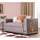 Dark Gray Pearl Fabric & Gold Finish Loveseat Traditional Homey Design HD-6024-1 