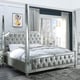 Silver & Mirror King Canopy Bed Modern Homey Design HD-6001