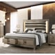 Bronze Finish Wood Queen Panel Bed Contemporary Cosmos Furniture Coral