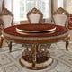 Burl & Metallic Antique Gold Round Dining Table Traditional Homey Design HD-1803