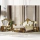 Classic Antique Gold & White Solid Wood CAL King Bedroom 3Pcs Homey Design HD-957