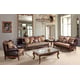 Cherry finish Wood Pattern Fabric Sofa Set 3Pcs Traditional Cosmos Furniture Anne