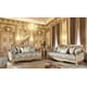 Metallic Bright Gold Sofa Set 2Pcs Carved Wood Traditional Homey Design HD-2666