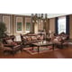 Cherry Finish Wood Sofa Set 6Pcs w/Occasional Tables Traditional Cosmos Furniture Aroma