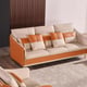Premium Italian Leather Off White & Orange Sofa ICARO EUROPEAN FURNITURE Modern