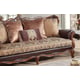 Cherry finish Wood Pattern Fabric Sofa Set 3Pcs Traditional Cosmos Furniture Anne
