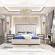 Ostrich Embossed Leather Dark Silver Grey King Bedroom Set 5Pcs Homey Design HD-6040 