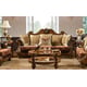 Homey Design HD-481 Antique Gold Burgundy Chenille Fabric Sofa Set 2Pcs Carved Wood Classic