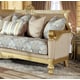 Metallic Bright Gold Sofa Set 2Pcs Carved Wood Traditional Homey Design HD-2666