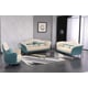 Italian Leather Off White & Blue Sofa Set 2Pcs AMALIA EUROPEAN FURNITURE Modern
