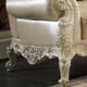 Luxury Pearl Cream Tufted Loveseat Carved Wood Traditional Homey Design HD-13009 