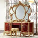 Traditional Antique Gold & Crimson Solid Wood Vanity Dresser Set 3Pcs Homey Design HD-961