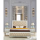 Contemporary  Cream Leather & Mirror Fnish King Bed Set 3Pcs Homey Design HD-1090