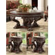 Dark Brown & Silver Coffee Table Set 3Pcs Carved Wood Traditional Homey Design HD-8017
