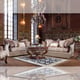 Traditional Mahogany Finish  & Silk Fabric Sofa Set 3Pcs Homey Design HD-91862