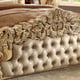 Homey Design HD-8015 Luxury Ivory Antique Gold Tufted Headboard King Bedroom 3Pc