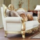Victorian White Tufted Leather Sofa Traditional Homey Design HD-93630
