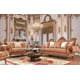 Gold Finish & Silk Brown Fabric Sofa Set 6Pcs w/ Coffee Tables Traditional Homey Design HD-106
