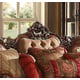 Dark Oak & Floral Chenille Sofa Traditional Homey Design HD-39