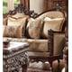 Dark Walnut & Beige Sofa Carved Wood Traditional Homey Design HD-92
