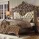  Antique Gold & Brown CAL King Bedroom Set 2Pcs Traditional Homey Design HD-8018