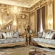 Metallic Bright Gold Sofa Set 3Pcs Carved Wood Traditional Homey Design HD-2666 