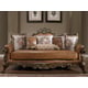 Mohawk Finish Leather Sofa Carved Wood Traditional Homey Design HD-555 