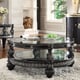 Black Enamel & Silver Coffee Table Set 3Pcs Traditional Homey Design HD-1208 