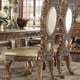 Antique Gold & Ivory Leather Arm Chair Set 2Pcs Traditional Homey Design HD-8018 