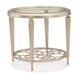 Metal fret shelf in Taupe Silver Leaf End Table SOCIAL CIRCLE by Caracole 