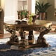 Brown & Beige Tufted Sofa Set 4Pcs w/ Coffee Table Carved Wood Traditional Homey Design HD-25 