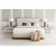 Neutral Fabric & Wood Frame King Platform Bed THE STAGE IS SET by Caracole 