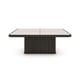 Crème Travertine Inset Into A Charred Bark Coffee Table SOLID AS A ROCK by Caracole 