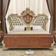 Pearl Silver Leather & Mahogany Finish CAL King Bed Set 5Pcs Traditional Homey Design HD-9090