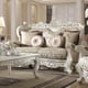 Antique Ivory Chenille Sofa Set 2Pcs Traditional Homey Design HD-2657
