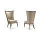 Harvest Bronze Finish Neutral Pebbled Fabric Dining Chair Set 2Pcs COLLAR UP by Caracole 