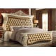 Homey Design HD-8019 Victorian Rich Gold White Finish Carved Frame Tufted Headboard Bed