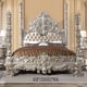 Silver & Bronze Finish Tufted King Poster Bed Traditional Homey Design HD-1811