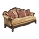 Luxury Gold Chenille Dark Brown Wood Sofa Benetti's Ornella Classic Traditional