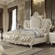 Luxury King Bed White Carved Wood Traditional Homey Design HD-8030