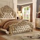 Homey Design HD-5801 Ivory Antique Gold Tufted Headboard King Bedroom Set 5Pcs