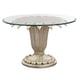 Champagne Mist Base & Tempered Glass Top 38" Dining Table FONTAINEBLEAU by Caracole 
