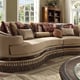 Homey Design HD-1629 Victorian Upholstery Cappuccino Sectional Living Room Set Sofa Chair and  Coffee Table 3Pcs