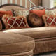 Homey Design HD-1626 Walnut Finish Living Room Sectional Sofa Set 2P Carved Wood
