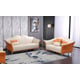 Italian Leather Off White & Orange Sofa WINSTON EUROPEAN FURNITURE Modern